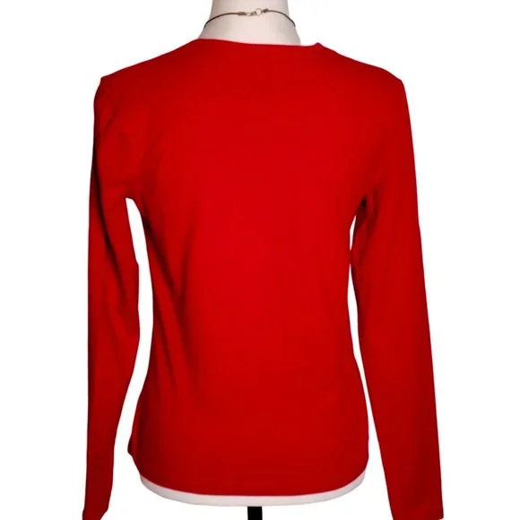 Faded Glory Red Long Sleeve Stretch Tee Shirt – Size Small - Picture 2 of 5